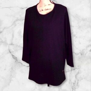 New Anne Klein Ribbed knit Size Large Tunic Top Black